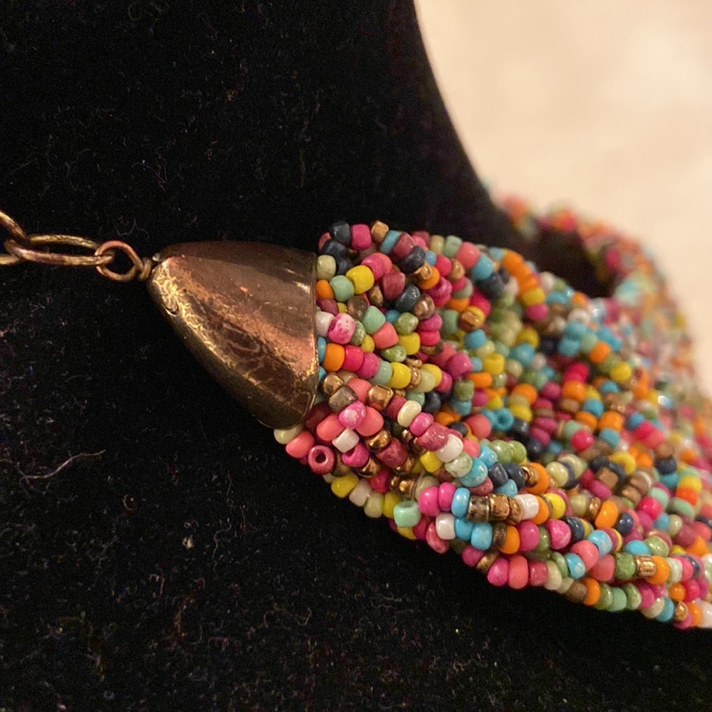 Glass Beaded Statement Necklace - image 5